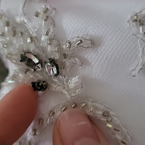 (A) Vintage 1980 Alyce Designs white beaded tea length dress size 8 - Picture 7 of 8